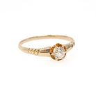 Edwardian Diamond Ring - Antique 14k Yellow Gold Natural .25 CT Old European Solitaire - Circa 1900s Era Size 7 3/4 Fine Engagement Jewelry