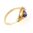 Amethyst & Diamond Ring - Contemporary 18k Yellow Gold Purple 1.00 CT Trillion Gem - Circa 2000s Size 6 1/4 February Birthstone Fine Jewelry