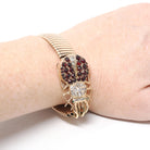 Vintage Beetle Bracelet - Victorian 14k Bug & Mid Century 10k Gold Filled Expansion Link Statement - Diamond Garnet Insect Fine Jewelry