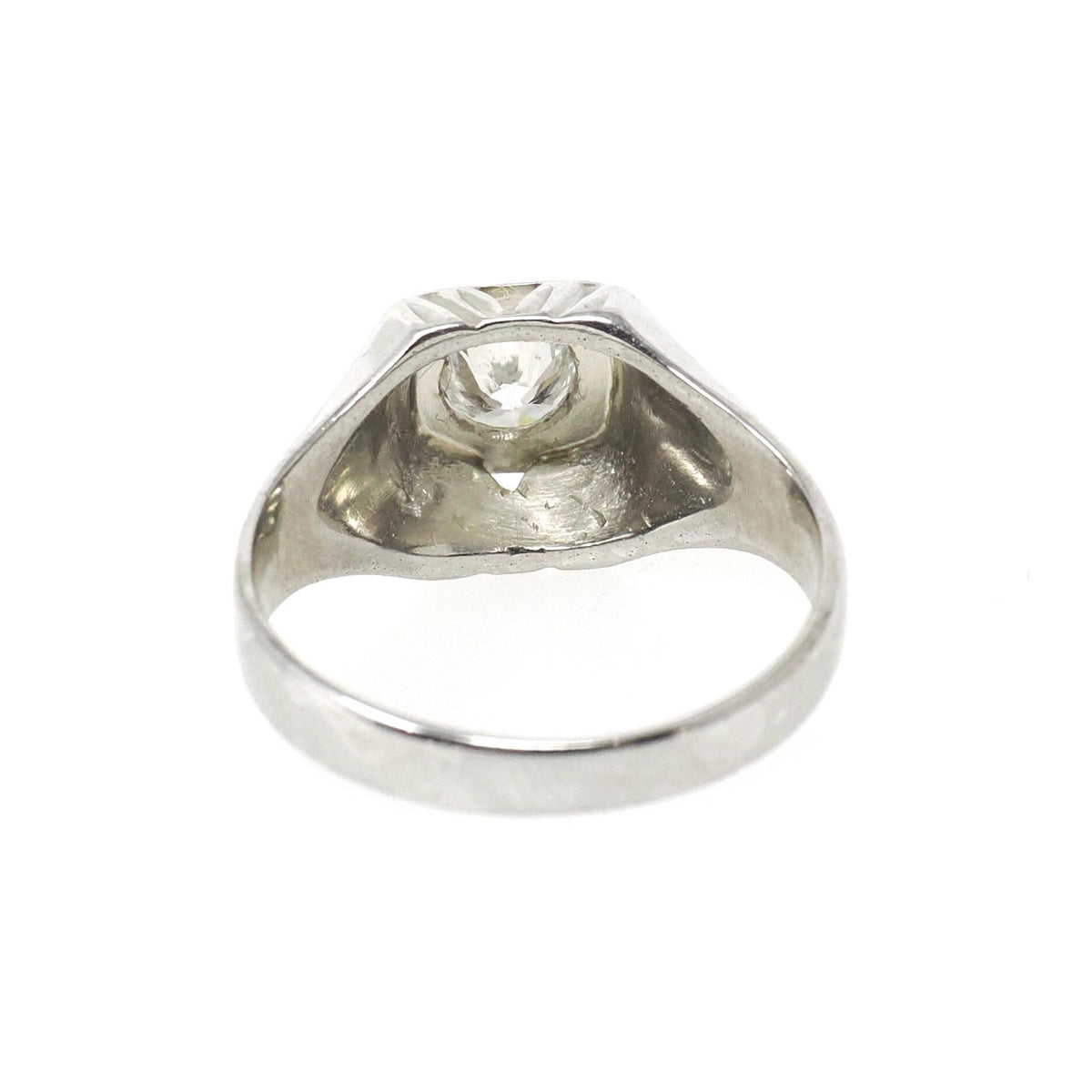 Art Deco Diamond Ring - Vintage 18k White Gold Natural .34 CT Trans Brilliant Engagement - Circa 1930s Era Size 5 Square Pinky Fine Jewelry