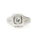 Art Deco Diamond Ring - Vintage 18k White Gold Natural .34 CT Trans Brilliant Engagement - Circa 1930s Era Size 5 Square Pinky Fine Jewelry