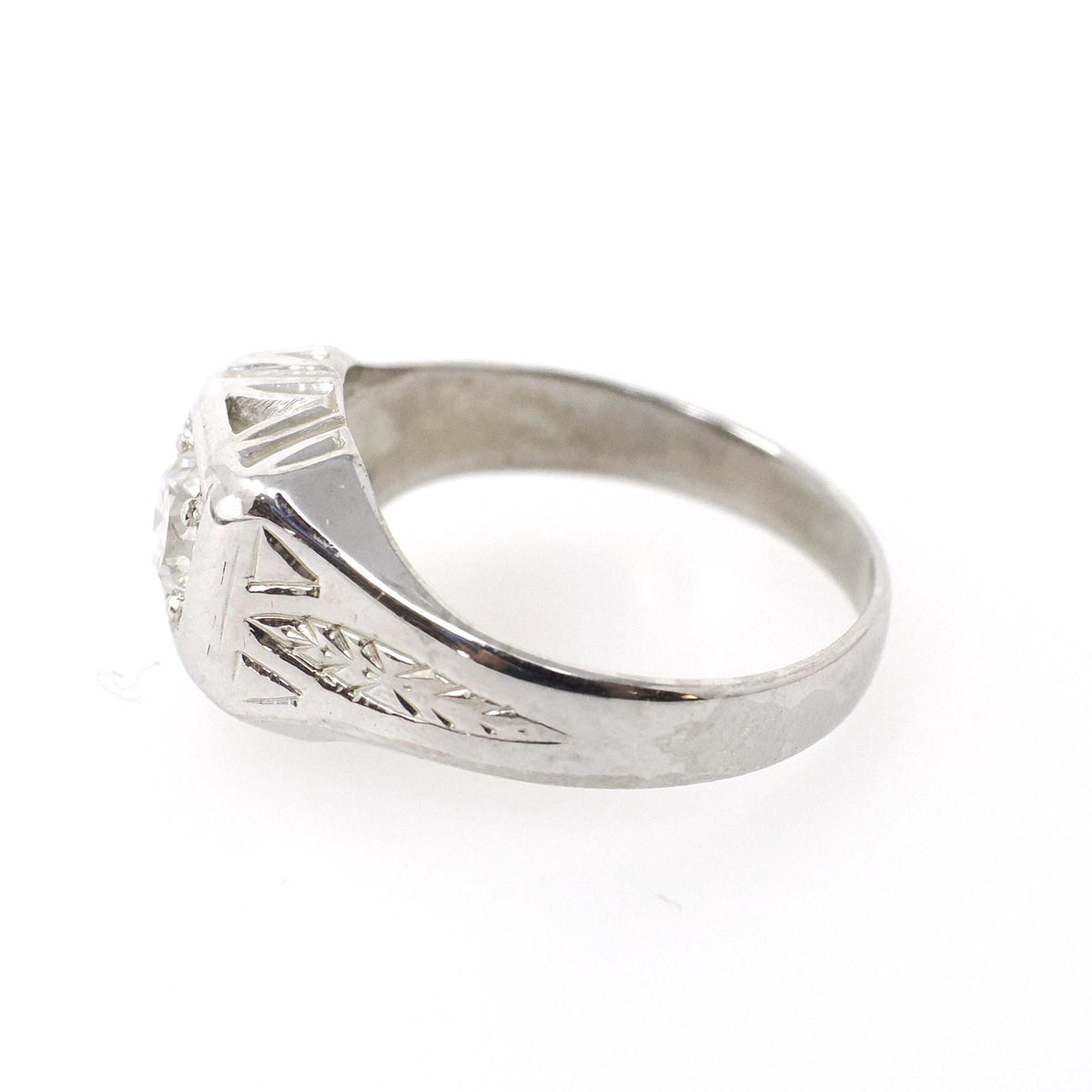 Art Deco Diamond Ring - Vintage 18k White Gold Natural .34 CT Trans Brilliant Engagement - Circa 1930s Era Size 5 Square Pinky Fine Jewelry