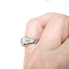 Art Deco Diamond Ring - Vintage 18k White Gold Natural .34 CT Trans Brilliant Engagement - Circa 1930s Era Size 5 Square Pinky Fine Jewelry