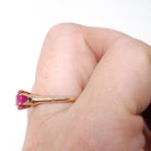 Ruby Solitaire Ring - Retro 10k Yellow Gold Round Faceted .92 CT Red Stone - Circa 1940s Size 7 July Birthstone OB Solitaire Fine Jewelry