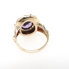 Vintage Amethyst Ring - Retro 10k Yellow Gold & Silver Purple Gem Flower Two Tone Halo - Circa 1940s Era Size 6.25 Cocktail Fine Jewelry