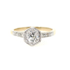 Art Deco Diamond Ring - Vintage 18k Yellow Gold & Platinum Two Tone .45 CTW Old European Cut - Circa 1920s Size 5 Engagement Fine Jewelry
