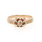 Antique Diamond Ring - Edwardian 14k Yellow Gold .15 CT Old Mine Cut Belcher Engagement Solitaire - Circa 1910s Size 6.75 Fine Jewelry