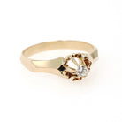 Vintage Diamond Ring - Mid Century 14k Yellow Gold Natural .08 CT Buttercup Solitaire - Circa 1950s Size 7.75 Knife Edge Flower Fine Jewelry