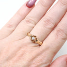 Vintage Diamond Ring - Mid Century 14k Yellow Gold Natural .08 CT Buttercup Solitaire - Circa 1950s Size 7.75 Knife Edge Flower Fine Jewelry