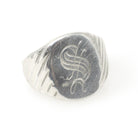 Mid Century "S" Signet Ring - Vintage Sterling Silver Oval Letter Shield Statement - Circa 1950s Era Size 9 Tapered Vargas Fine Jewelry