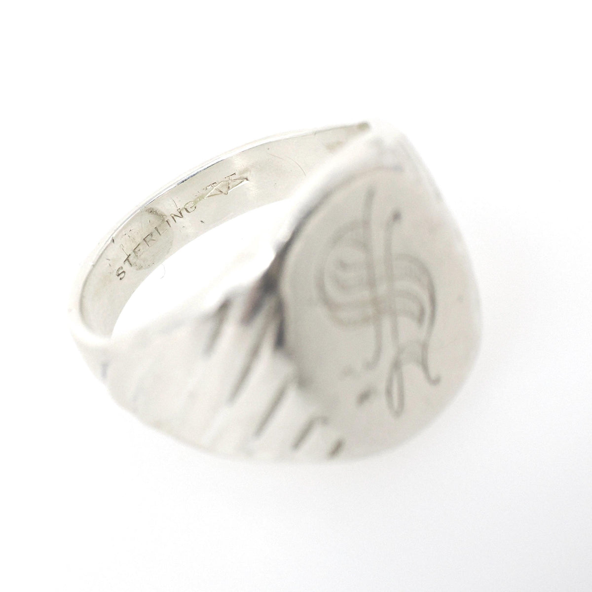 Mid Century "S" Signet Ring - Vintage Sterling Silver Oval Letter Shield Statement - Circa 1950s Era Size 9 Tapered Vargas Fine Jewelry