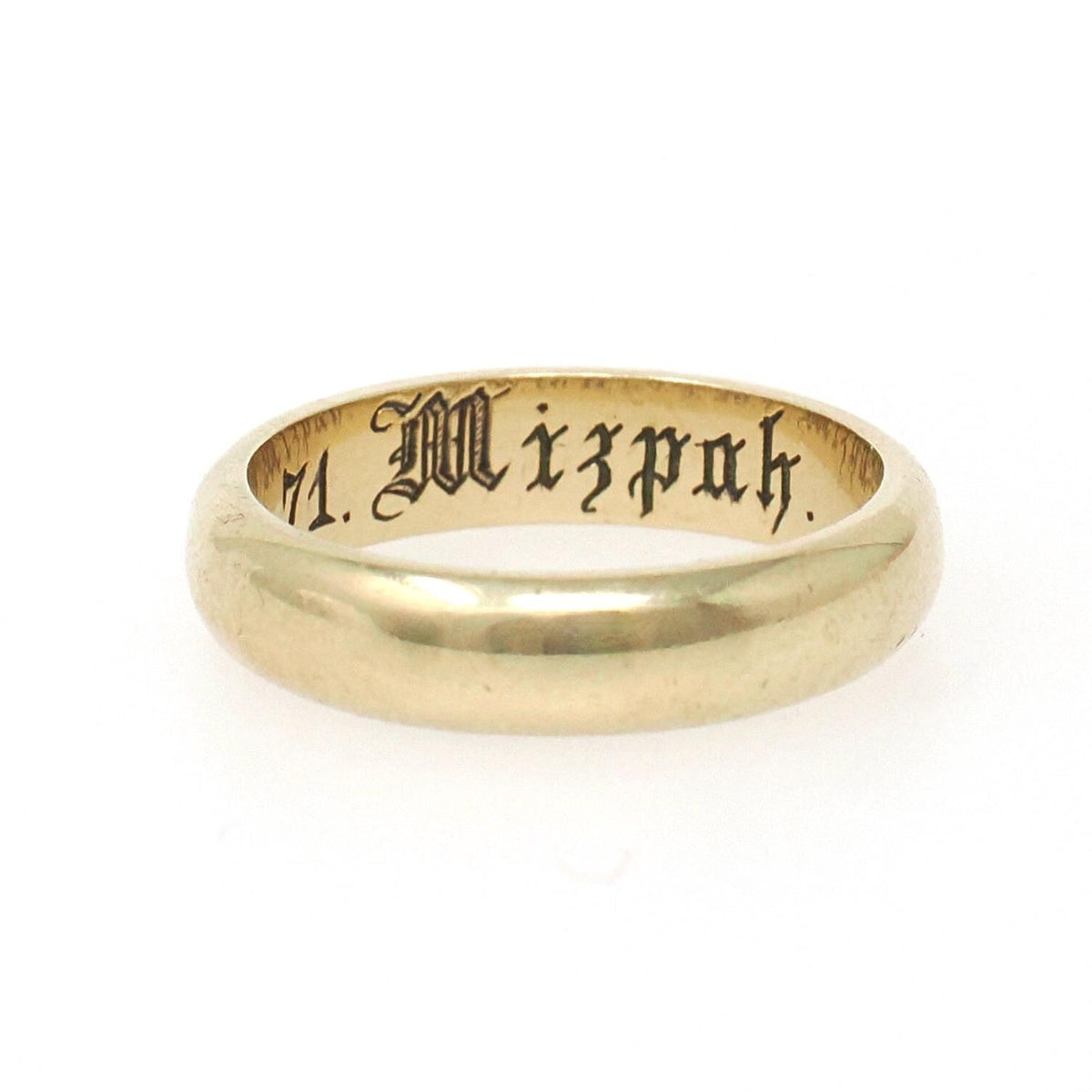 Dated 1871 Wedding Band - Victorian 14k Yellow Gold Mizpah Engraved "R.W.W. to H.L.G 5 20 71" Half Round Ring - Size 4.75 Fine Jewelry
