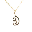 Letter "D" Charm - Contemporary 14k Yellow Gold Single Cursive Initial Necklace Pendant - Circa 1990s Era Petite Dainty Fine Name Jewelry