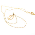 Letter "D" Charm - Contemporary 14k Yellow Gold Single Cursive Initial Necklace Pendant - Circa 1990s Era Petite Dainty Fine Name Jewelry