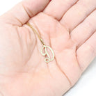 Letter "D" Charm - Contemporary 14k Yellow Gold Single Cursive Initial Necklace Pendant - Circa 1990s Era Petite Dainty Fine Name Jewelry
