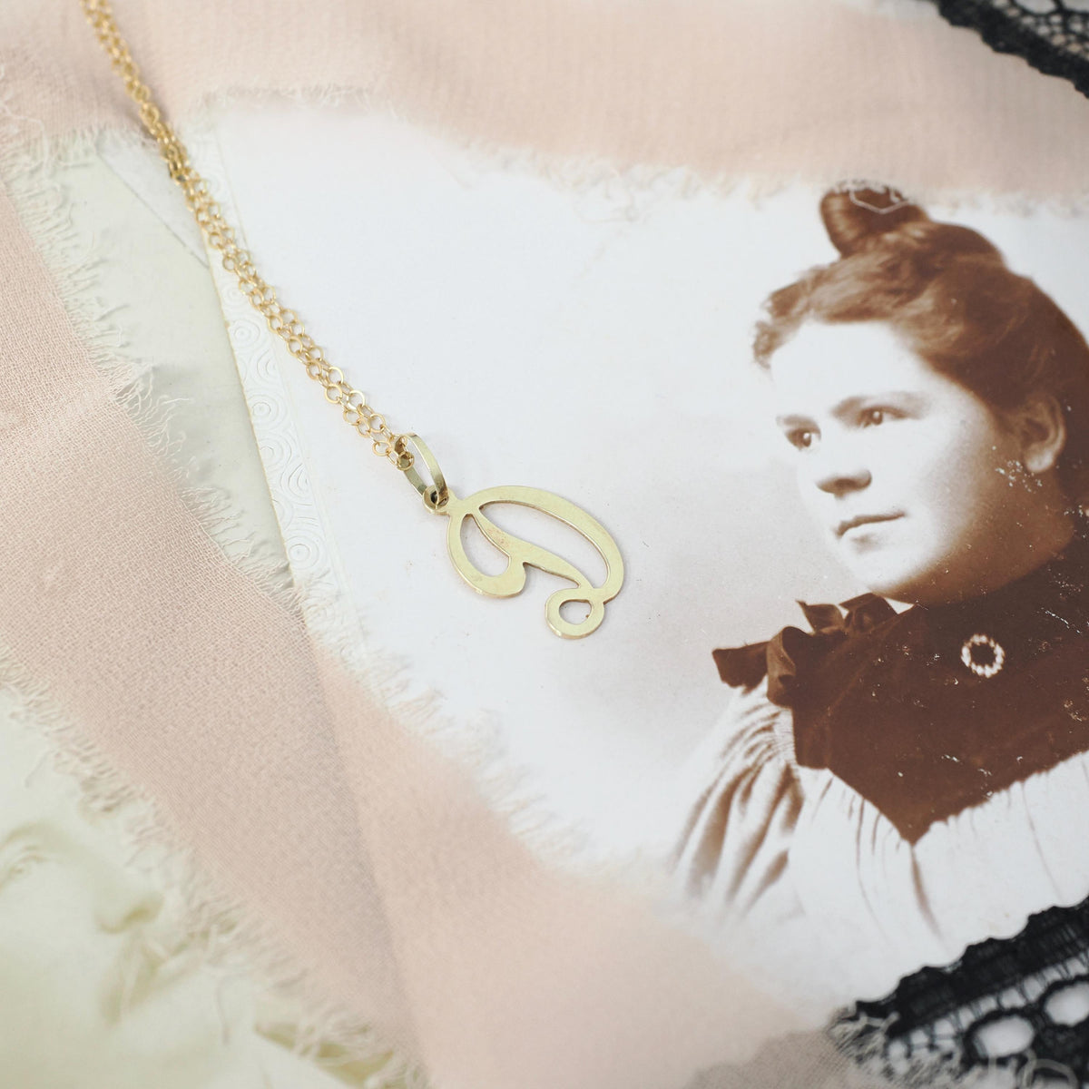 Letter "D" Charm - Contemporary 14k Yellow Gold Single Cursive Initial Necklace Pendant - Circa 1990s Era Petite Dainty Fine Name Jewelry
