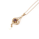 Vintage Lavalier Necklace - Edwardian 10k Yellow Gold Pearl Pendant Charm - Antique Circa 1910s Era Purple Garnet Glass Doublet Fine Jewelry