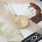 Antique Flower Locket - Edwardian Gold Filled Engraved Designs Pinstripe Pendant Necklace - Circa 1910s Era Round Keepsake Statement Jewelry