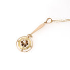 Antique Diamond Pendant - Edwardian 10k Yellow Gold .02 CT Lavalier Necklace - Circa 1910s Buttercup Flower Fine April Birthstone Jewelry