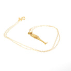 Articulated Fish Pendant - Modernist 15k Yellow Gold Figural Kinetic Charm Necklace - Vintage Circa 1970s Era Moving Animal Fine Jewelry