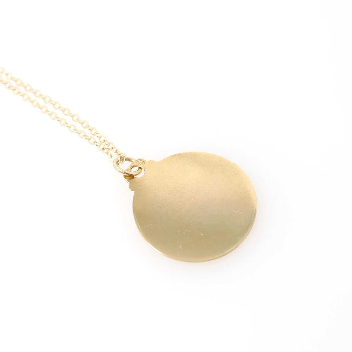 Vintage Charm Necklace - Estate 18k Yellow Gold Round Religious Faith Pendant - Bold Gold 1980s Blessed Virgin Mother Mary Fine Jewelry