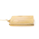 Art Deco Locket - Vintage Gold Filled Rectangular Pinstripe Designs Pendant Necklace - Circa 1930s Era Photograph Statement Fob Jewelry