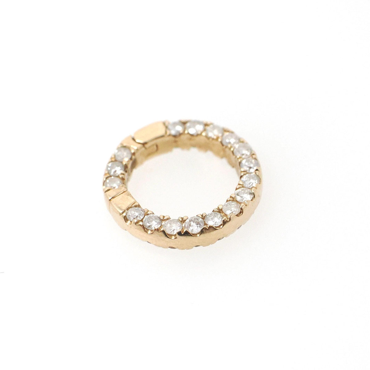 Diamond Charm Holder - Contemporary 14k Yellow Gold .51 CTW Natural Diamonds Hinged Pendant Clasp - Circa 2000s Utility Fashion Fine Jewelry
