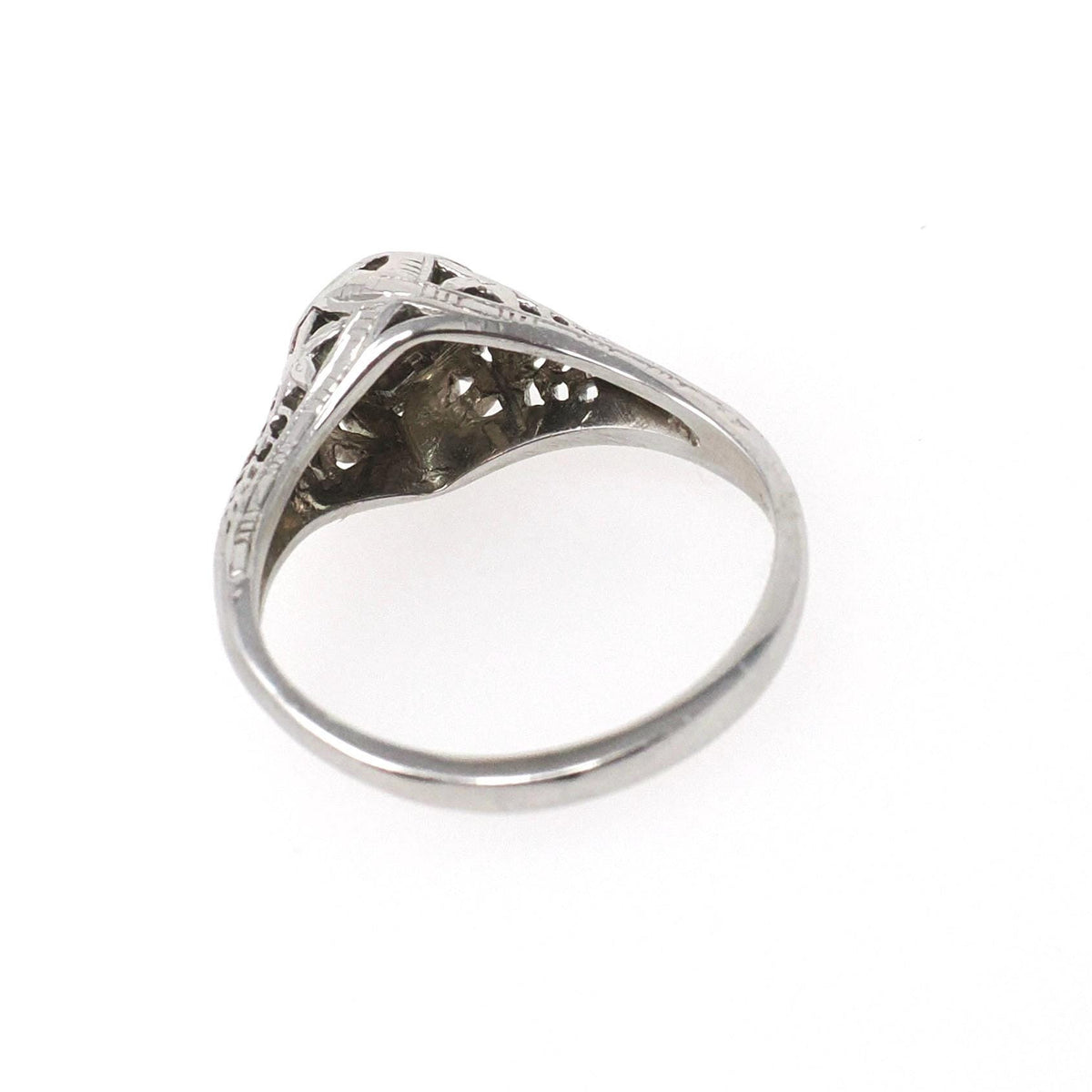 Vintage Diamond Ring - Art Deco 18k White Gold Natural .10 CT Transitional Brilliant Hex Engagement - Circa 1930s Size 5 Fine Bridal Jewelry