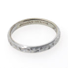 Art Deco Wedding Band - Antique 18k White Gold Orange Blossom 2.9 MM Eternity Ring - Circa 1920s Era Size 6 3/4 Engraved Bridal Fine Jewelry