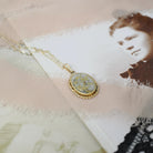 Gold in Quartz Pendant - Contemporary 14k Yellow Gold Oval Gemstone Charm Necklace - Estate Circa 1990s Era Twisted Rope Halo Fine Jewelry