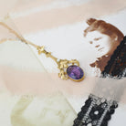 Antique Amethyst Lavalier - Edwardian Era 14k Yellow Gold Natural 5.49 CT Purple Gemstone - Circa 1910s Charm Necklace Pendant Fine Jewelry
