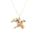 Vintage Lady Godiva Charm - Modernist 9k Yellow Gold Dainty English Legend Female Figural Pendant Necklace - 1960s Equestrian Fine Jewelry