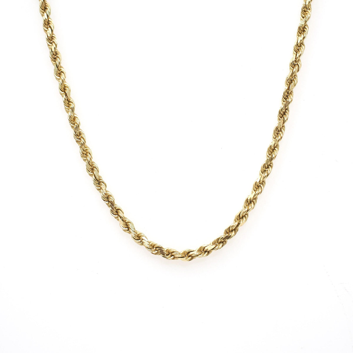 Vintage Rope Chain - Modernist 18k Yellow Gold 2.0MM Diamond Cut Necklace - Circa 1970s Machined Link Barrel Clasp 20" Layering Fine Jewelry