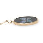 Vintage Butterfly Pendant - Contemporary 14K Yellow Gold Black Glass Mosaic Opal Inlay Charm - Estate Circa 2000s Wing Necklace Fine Jewelry