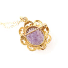 Antique Butterfly Amethyst Pendant - Victorian 14k Yellow Gold Natural Carved Purple Gem Necklace - Vintage 1890s Brooch Charm Fine Jewelry