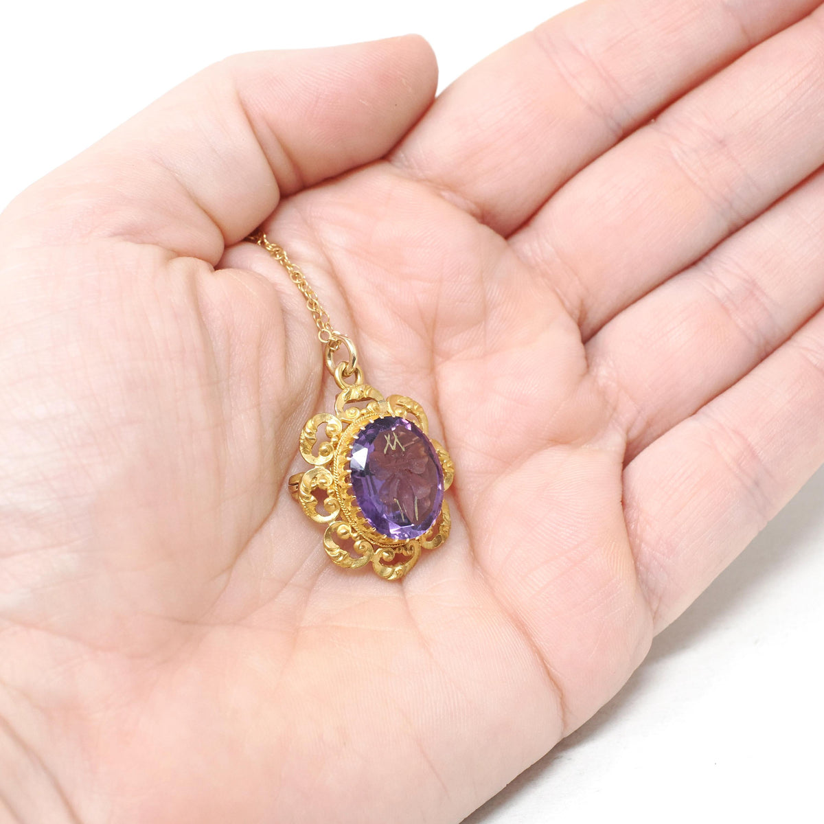 Antique Butterfly Amethyst Pendant - Victorian 14k Yellow Gold Natural Carved Purple Gem Necklace - Vintage 1890s Brooch Charm Fine Jewelry