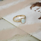 Antique Opal Ring - Edwardian 10k Yellow Gold Cabochon .46 CT Gemstone - Circa 1910s Era Size 5.75 October Birthstone Solitaire Fine Jewelry