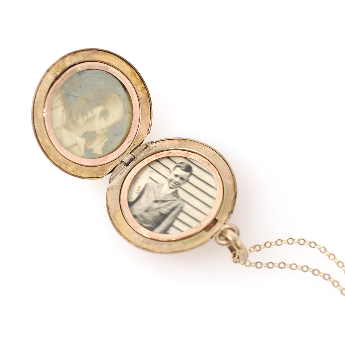 Antique Monogrammed Locket - Edwardian Gold Filled Round SJG Engraved Photo Pendant Necklace - Antique 1910s Era Photograph Keepsake Jewelry