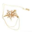 Vintage Opal Necklace - Mid Century 14K Yellow Gold Natural Cabochon Cut Gems - Circa 1960s Era Snowflake Pendant Charm Fine Star Jewelry
