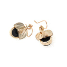 Vintage Onyx Earrings - Modernist 14k Gold Filled Black Chalcedony Gemstone Drops - Circa 1960s Era Nature Inspired Dangle Wire Back Jewelry