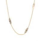 Vintage Station Necklace - Modernist 14k Yellow Gold Filigree Panels Curb Link Chain - Circa 1970s Era 19.5 Inches Spring Ring Fine Jewelry