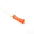 Mano Figa Pendant - Modernist 18k Yellow Gold Natural Coral Good Luck Necklace Charm - Vintage Circa 1970s Era Symbolic Hand Fine Jewelry