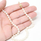 Cultured Pearl Necklace - Contemporary 14k Yellow Gold Ball Clasp 4.75 MM Knotted Strand - Circa 1990s Organic Gem 18" Inch 90s Fine Jewelry