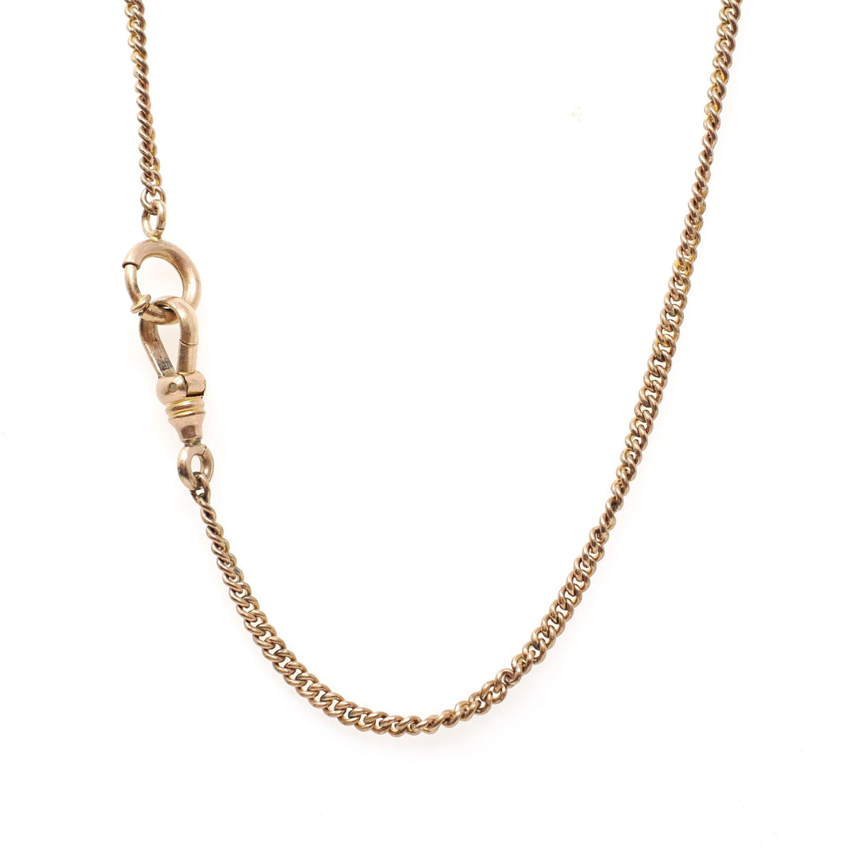 Antique Curb Chain - Edwardian Gold Filled 14.5 Inch Choker Necklace - Circa 1910s Era Spring Ring Clasp Stationary Dog Clip Watch Jewelry