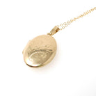 Flower Photo Locket - Contemporary 10k Yellow Gold Oval Pendant Necklace - Circa 2000s Era Paisley Design Photograph Keepsake Fine Jewelry