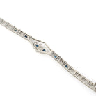 Art Deco Bracelet - Vintage 10k White Gold Natural Diamonds Blue Glass Filigree Links - Vintage Circa 1930s Simulated Sapphire Fine Jewelry