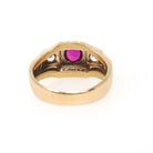 Vintage Statement Ring - Retro 10k Yellow White Gold Synthetic Ruby White Sapphires - Circa 1940s Era Size 7 1/4 Two Tone Fine 40s Jewelry
