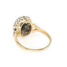 Green Sapphire Engagement Ring - Modernist 1970s 18k Yellow & White Gold Green Sapphire Gemstone .30 CTW Diamonds - Size 7 Halo Fine Jewelry