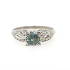 Mint Chrysoberyl & Diamond Ring - Mid Century Platinum Alternative Engagement Natural Green Gemstone - Vintage 1950s Size 5 1/2 Fine Jewelry