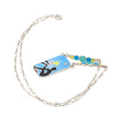 Vintage Enamel Necklace - Sterling Silver Blue Pink Enamel Bubble Blowing Pan - Late Art Deco 1940s Era Eisenberg Guilloche Fashion Jewelry
